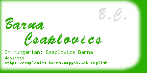 barna csaplovics business card